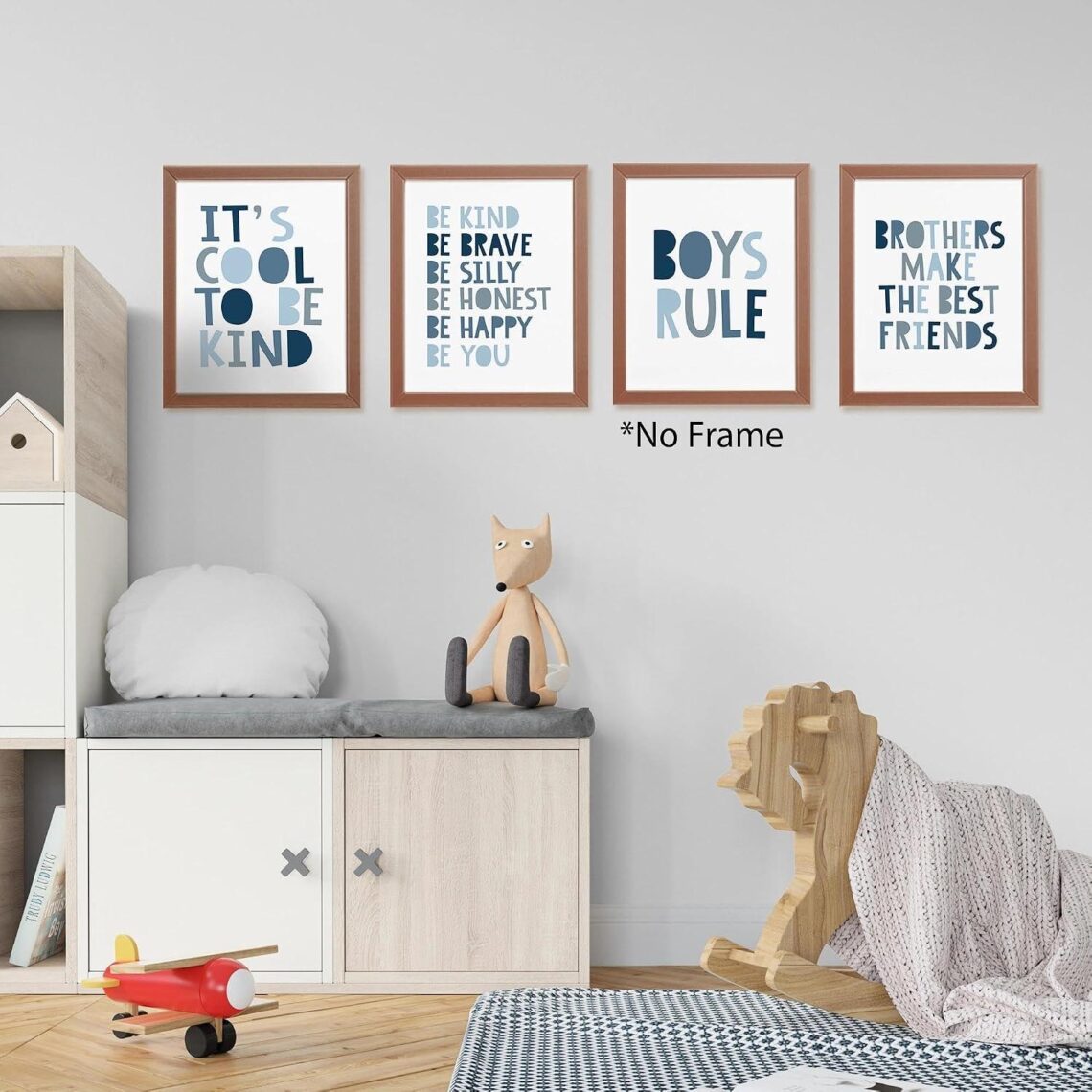 Best Boys Room Decor – Brothers Make The Best Friends Affirmations Wall Art Unframed 4pcs Review