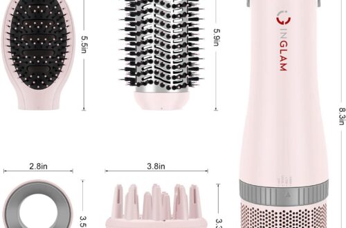 Best Hair Styling Tools – IG INGLAM 4 in 1 Blowout Hair Dryer Brush Set – Negative Ion Detachable Hair Dryer, Volumizer Styler with 2 Brush Heads, Pink Review