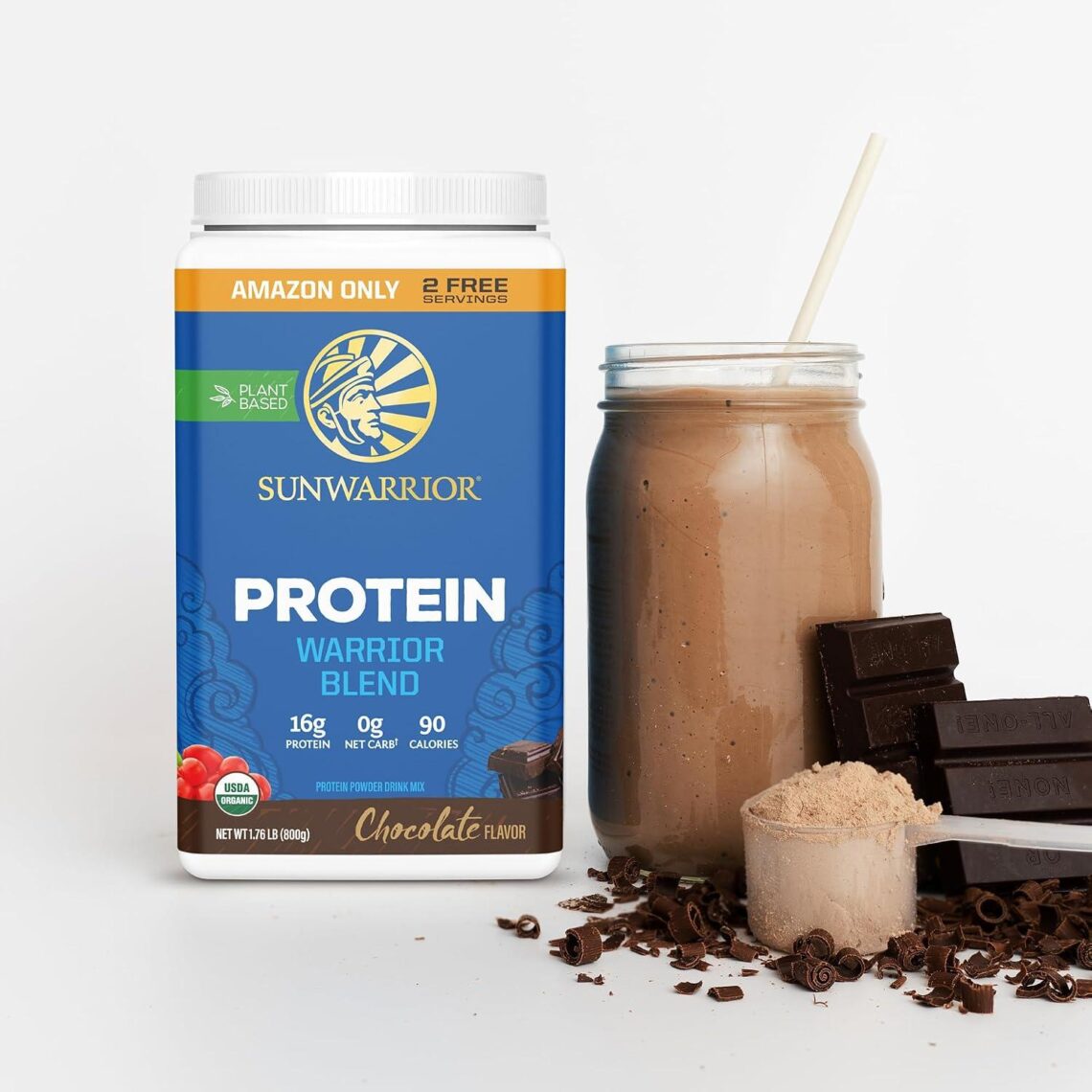 Best Protein Powder – Organic Plant Based Vegan Chocolate with BCAA & Hemp