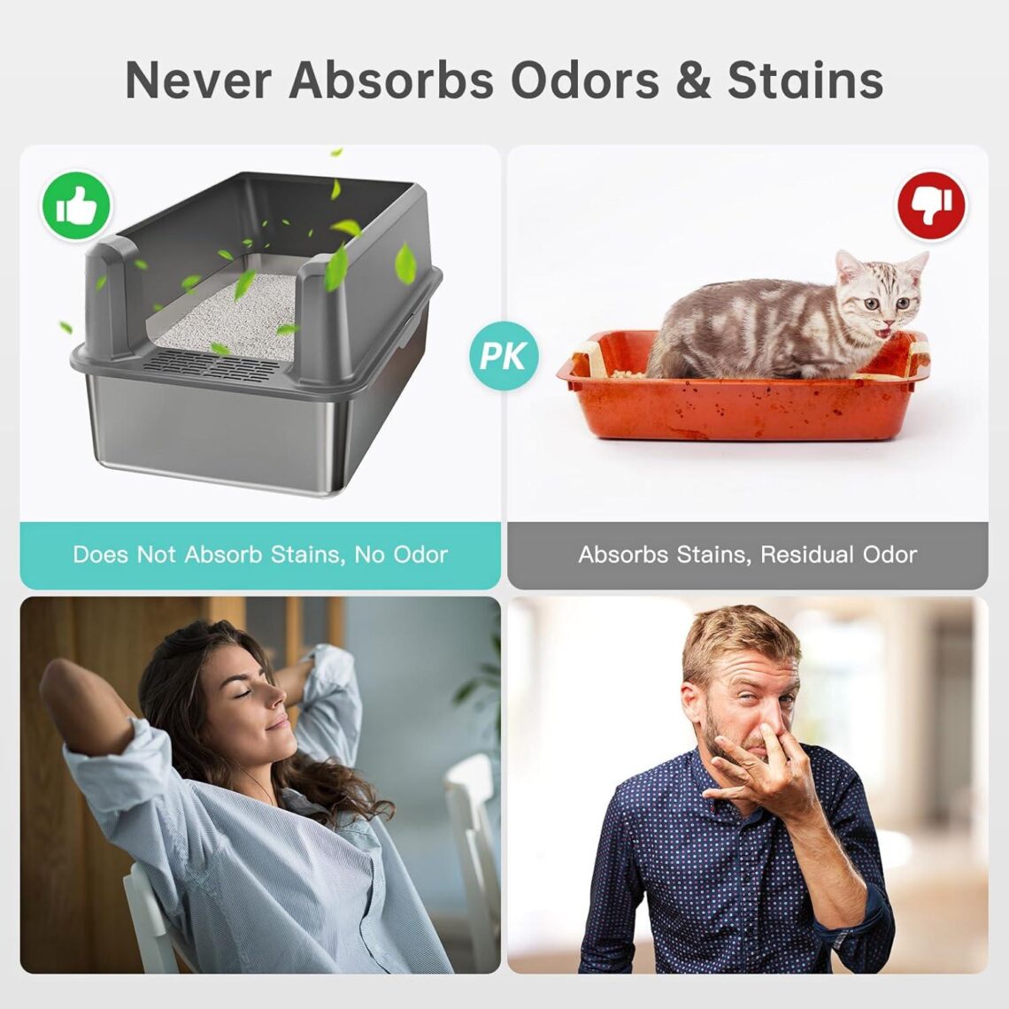 Best Cat Litter Box – WoofiGo Enclosed Stainless Steel XL, Odor-Free