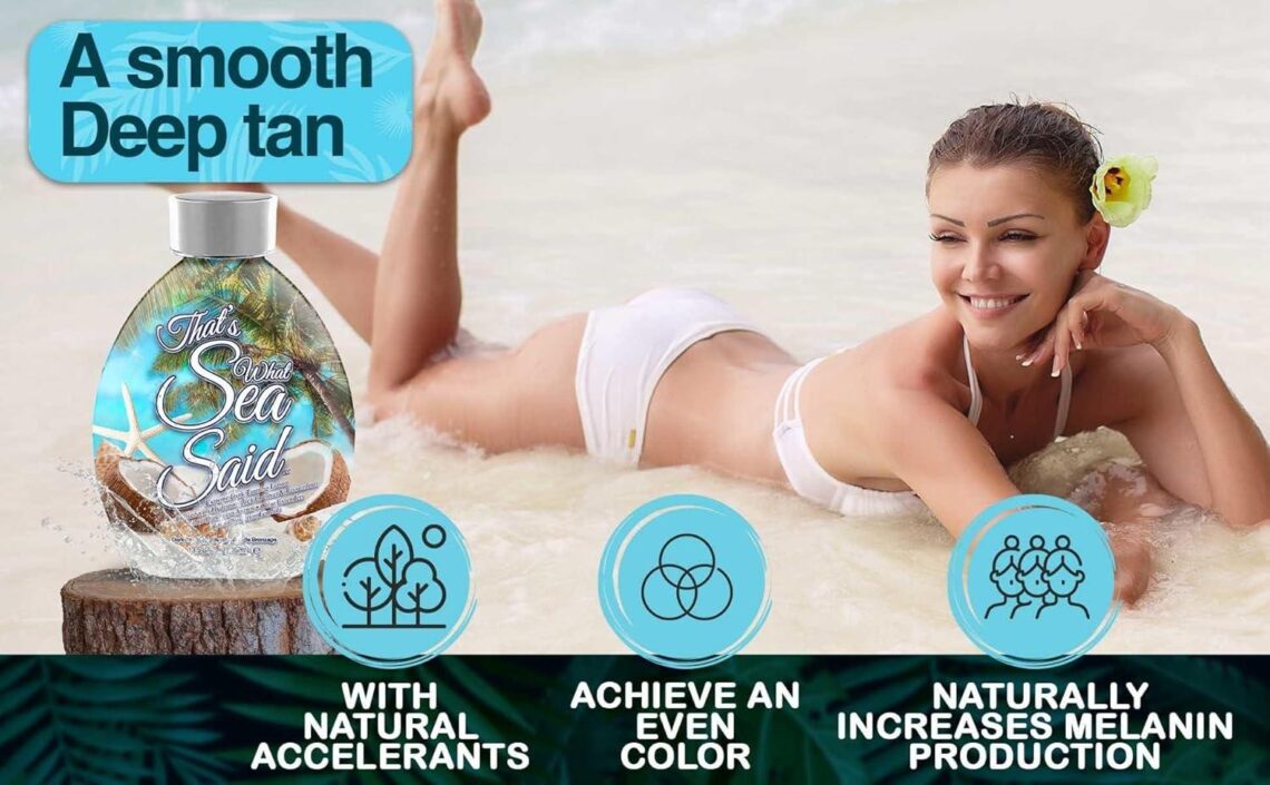 Best Tanning Lotion – That’s What Sea Said for Indoor & Outdoor, Fast Dark Tan with Coconut Oil & Aloe, Tattoo Safe, No Bronzer Review