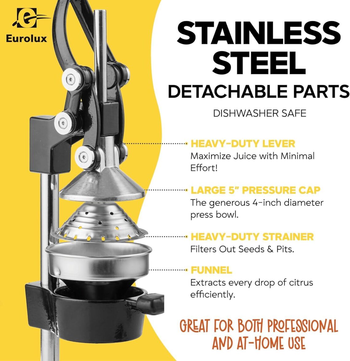 Best Commercial Citrus Juicer – Eurolux Heavy-Duty Cast Iron Press Review