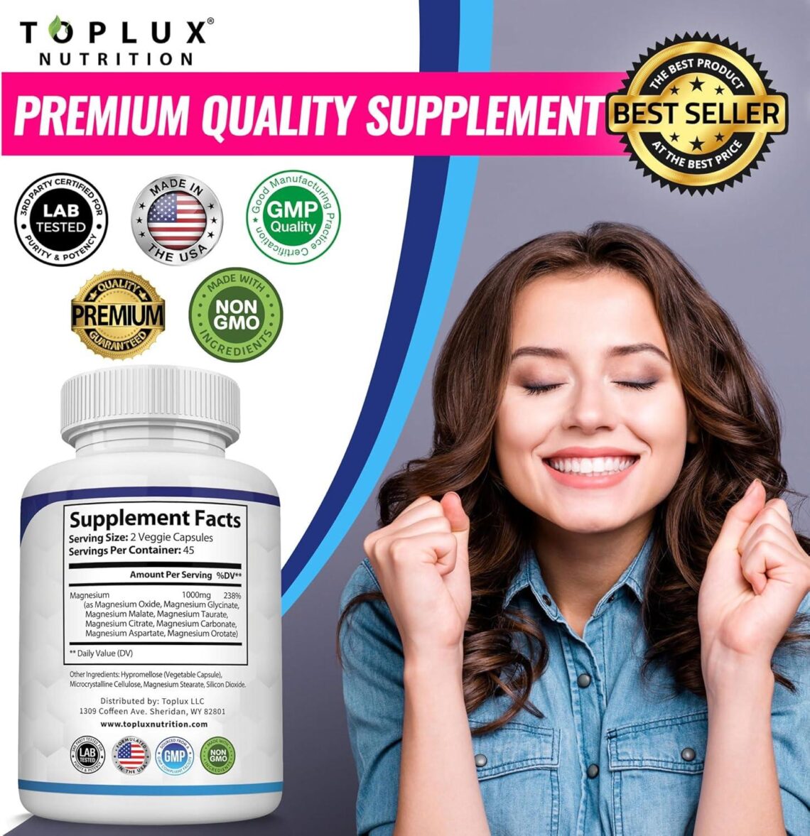 Best Magnesium Supplement – 8-Elemental 1000mg for Bones & Energy