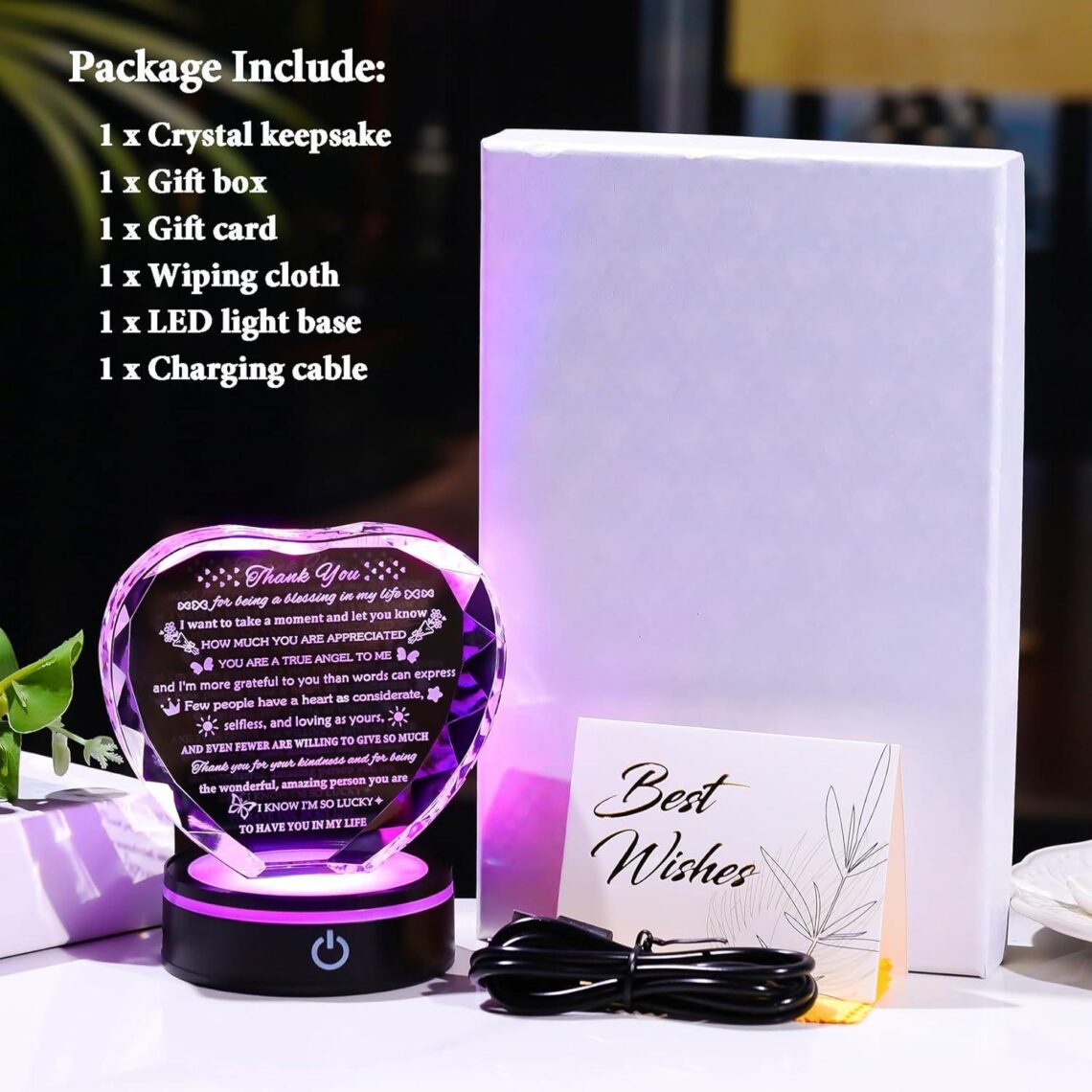 Best Appreciation Gifts – YWHL Thank You Gifts for Women Men Friends Mom with Colorful Light Base Review