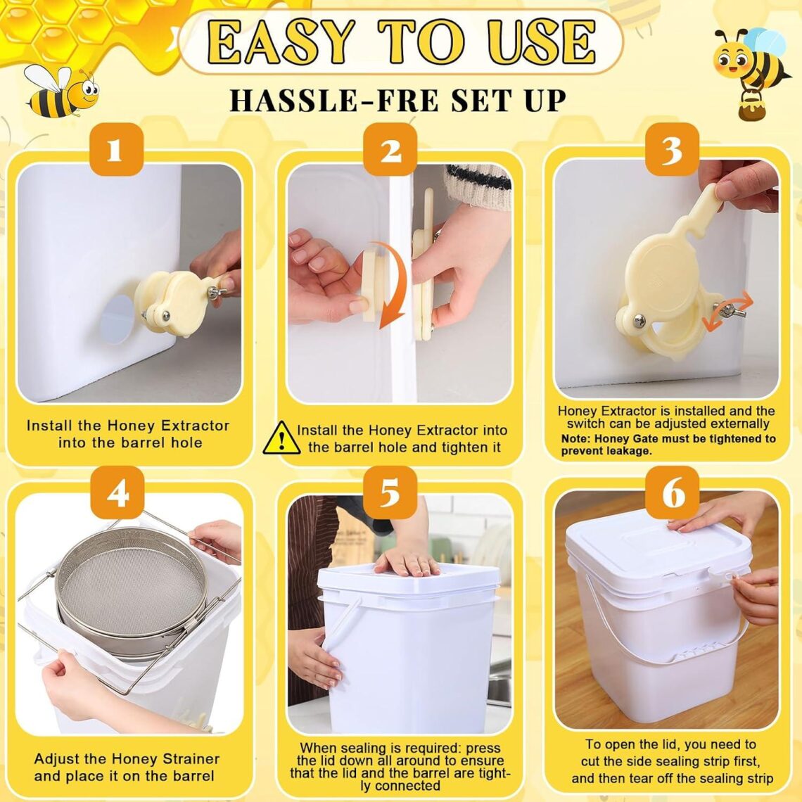 Best Honey Extractor Equipment – Threehoney 5 Gallon Honey Bucket with Spigot and Stainless Steel Filters Set Honey Extractor Equipment Food-Grade Bucket with Spigot for Bee Keeping Supplies Extracting Storage(White, 5 Gallon) Review