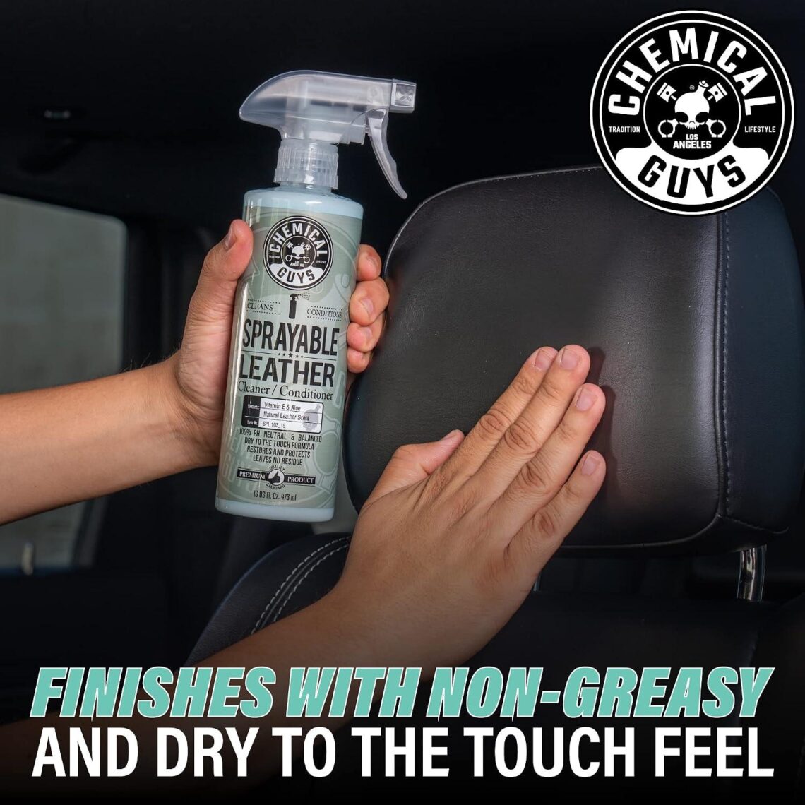 Best Leather Care Product – Chemical Guys Sprayable Leather Cleaner and Conditioner – Cleans, Conditions, and Protects Leather, Vinyl, Faux & More, Safe for Cars, Furniture & Apparel – 16 oz