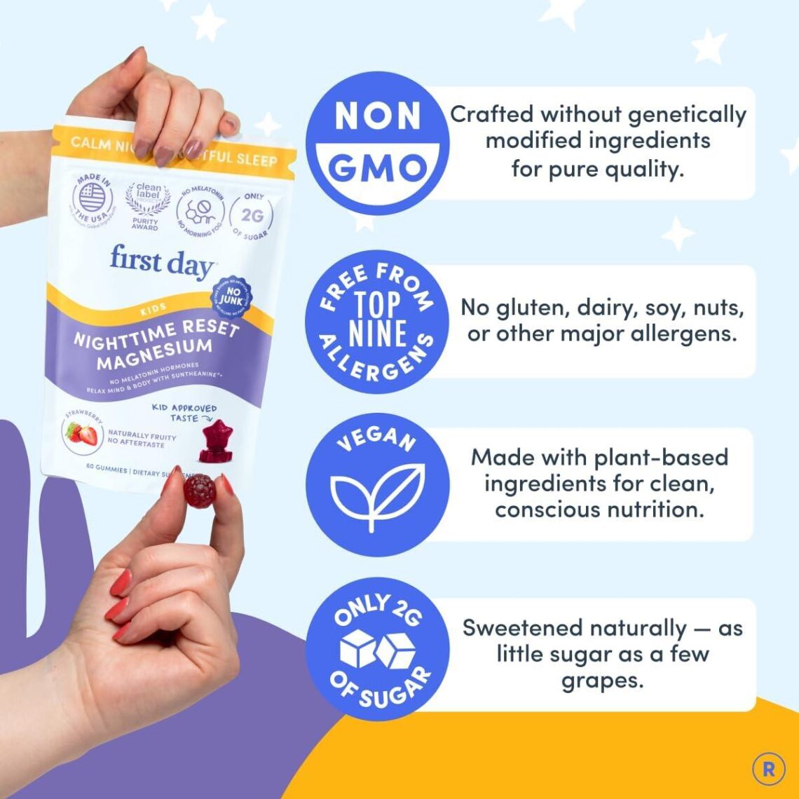 Best Kids Sleep Aid – Kids Magnesium Citrate Gummies (Ages 4+) with No Melatonin | Calm Kids Magnesium Gummies | Bedtime Supplement for Better Sleep with Suntheanine® L-Theanine | Strawberry | 30-Days Supply